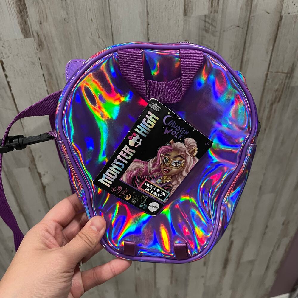 New Monster High Purple Iridescent Clear Mini Crossbody Bag Cosplay Caldeen Wolf - Picture 3 of 6